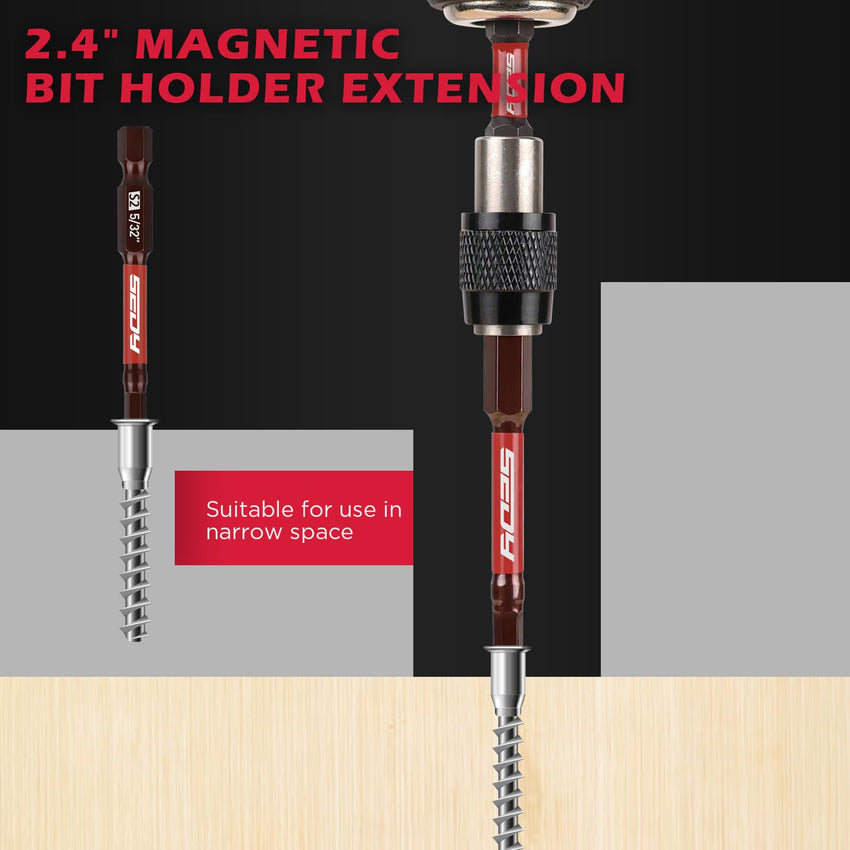 21-Piece 2.5" Hex Head Allen Wrench Drill Bit Set, 1/4" Hex Screwdriver Bits Set with Durable Magnetic Impact Bit Holder, SAE & Metric Allen Key, S2 Steel, Mechanic Home Repair