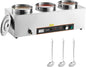 VEVOR Electric Soup Warmer, Dual 7.4QT Stainless Steel Round Pot 86~185°F Adjustable Temp, 1200W Commercial Bain Marie with Anti-Dry Burn and Reset Button, Soup Station for Restaurant, Buffet, Silver
