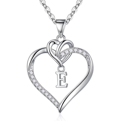 STORUP Heart Initial Necklaces for Women Girls, 14K-Gold-Plated Initial A-Z Heart Necklaces for Teen Girl Jewelry Birthday Gifts for Girls Women Her Wife Mom