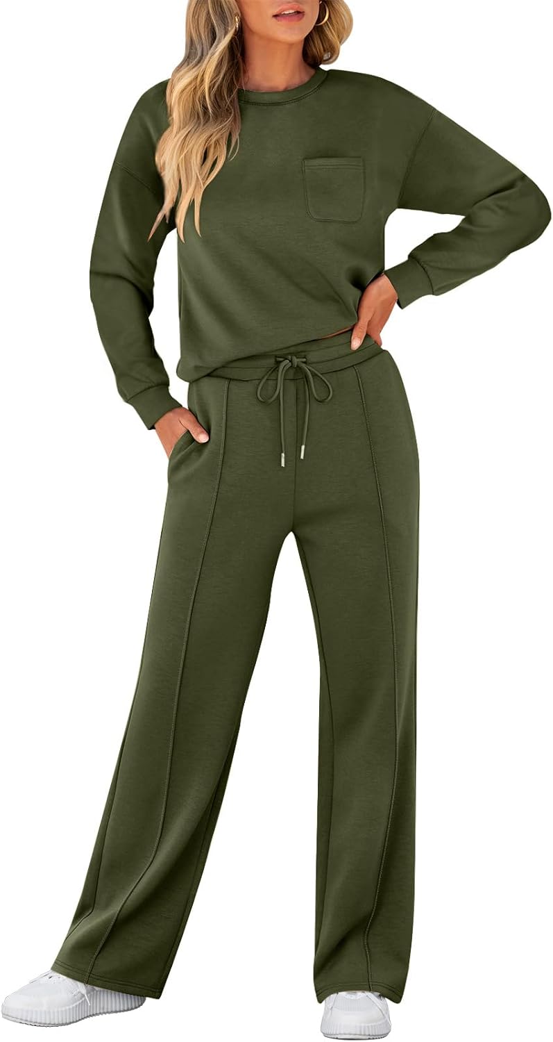 ANRABESS Women 2 Piece Set Long Sleeve Sweatsuit Sweatpants Tracksuit Sweat Casual Matching 2025 Travel Fall Trendy Outfits