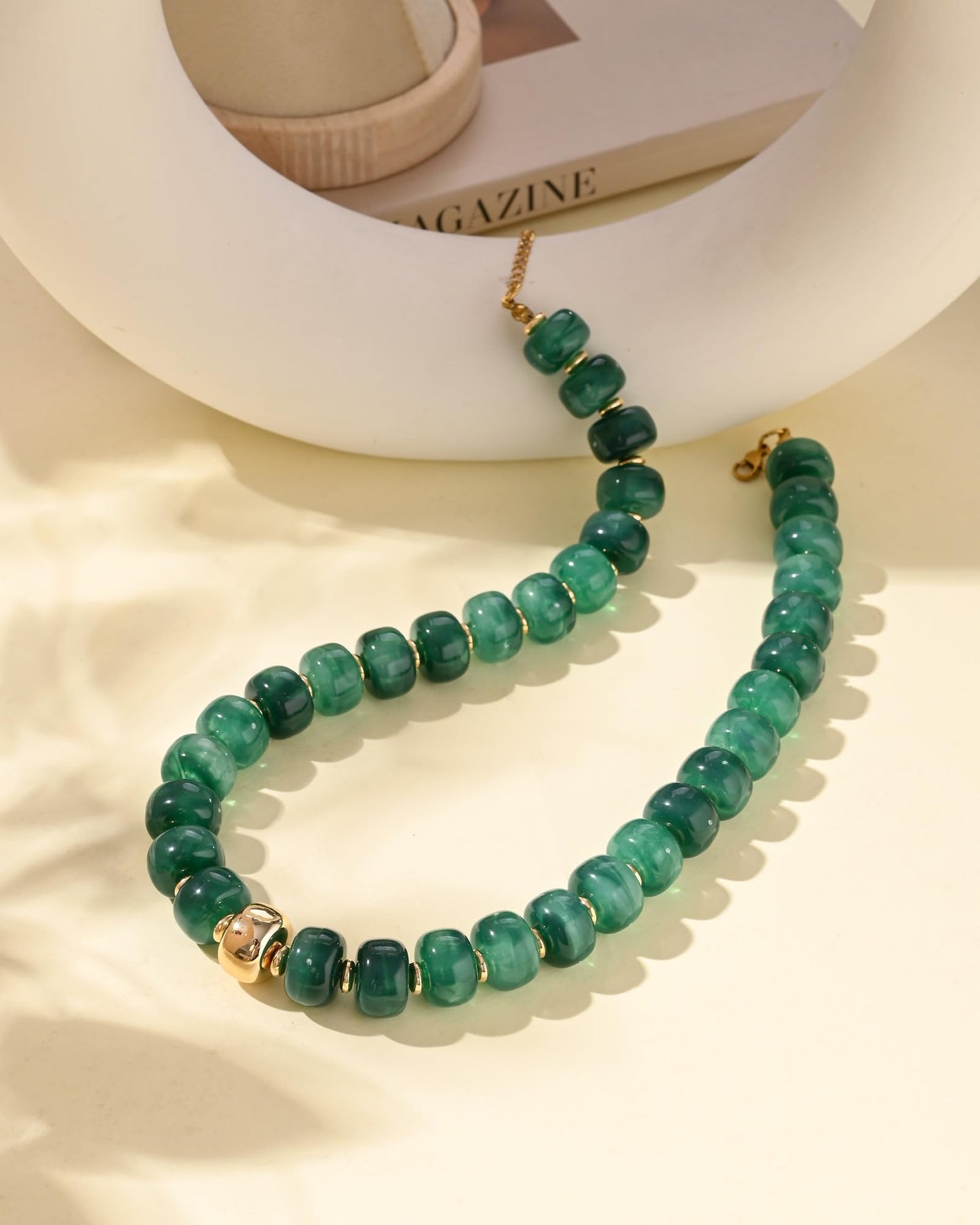 Chunky Beaded Statement Necklace for Women Trendy Colorful Boho Resin Bead Choker Necklaces Summer Handmade Jewelry Gifts Accessories