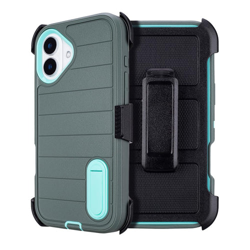 for Phone Case iPhone 16 Plus Case Black with Belt Clip Heavy Duty Holster for ShockPlusof Cases,3 Layers of Sturdy,Military Grade Defender Cover for iPhone 16 Plus Cases Black 6.7 Inch