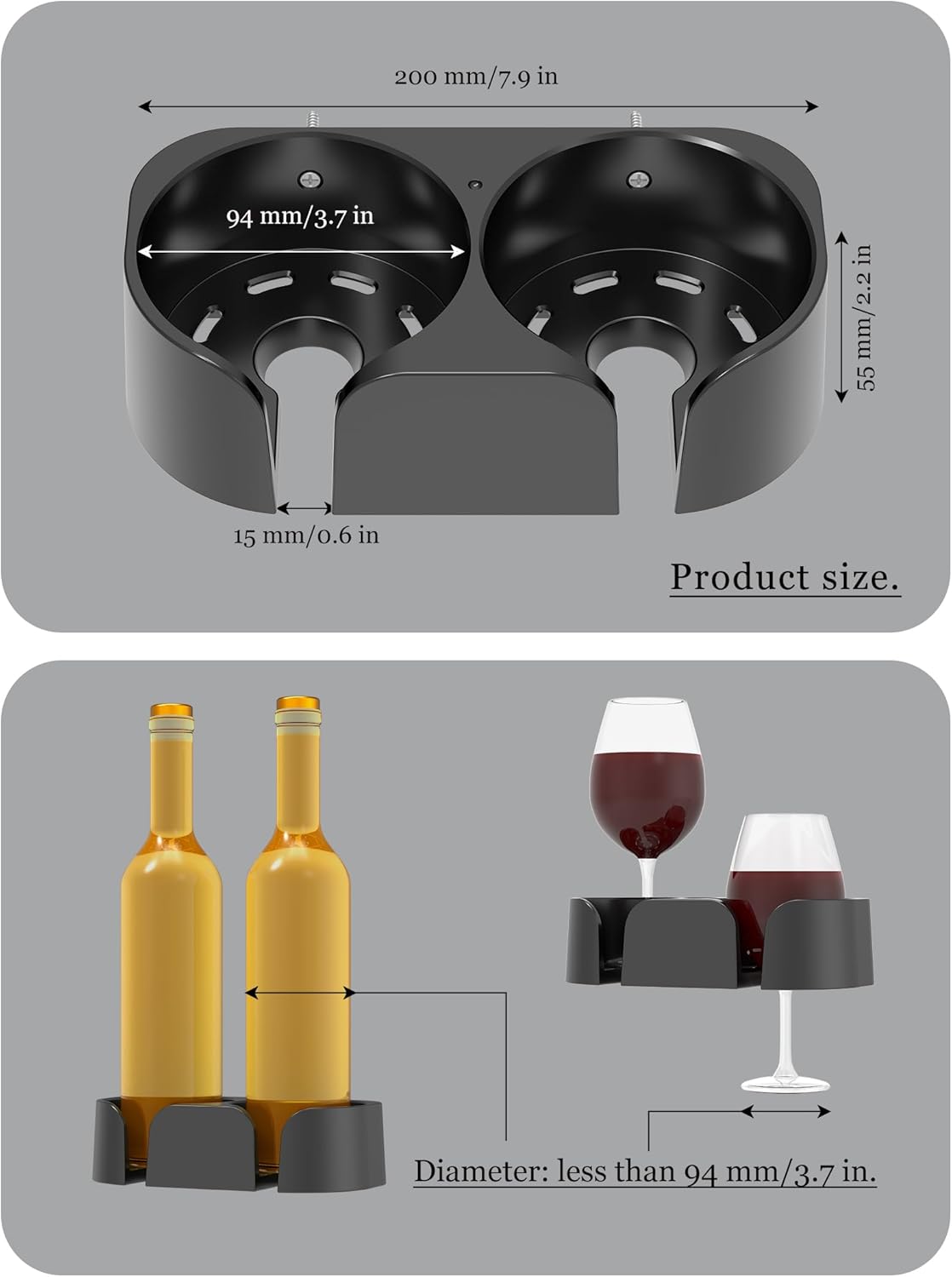 NOTMBESTM Shower Drink Holder for Beer, Drink, Wine, Bottle, Can, Coffee, Shower Beer Holder Fit for Wall or Desk Cup Organizer, Shower Cup Holder for Bath Wine Glass, Give It as a Gift (Black)