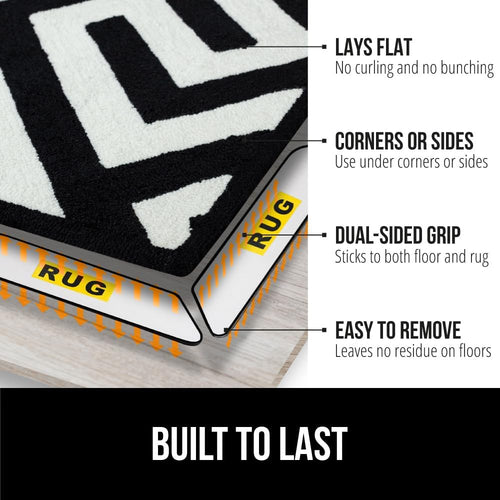 GORILLA GRIP Rug Gripper Pads Keep Area Rugs Corners from Curling, No Damage Reusable Double-Sided Stickers, Holds Down Carpet in Place on Hardwood Floors, Grips Tile Floor, Holiday Home Decor 8 Pcs