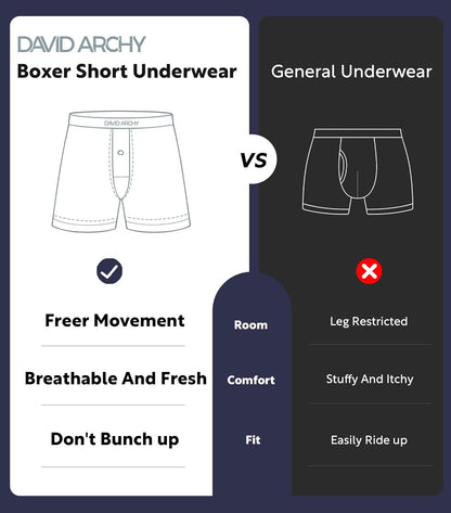 DAVID ARCHY Ultra Soft Modal Underwear Mens Boxer Shorts Loose Breathable Boxers for Men Pack