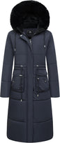 MOERDENG Women's Long Winter Puffer Coat Waterproof Warm Maxi Down Jacket Faux Fur Removable Hood Parka