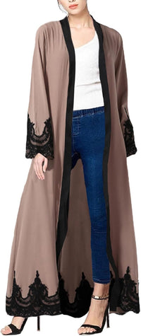 WSPLYSPJY Embroidered Women Open Abaya Muslim Dress Islamic Cardigan Dubai Kaftan Robe