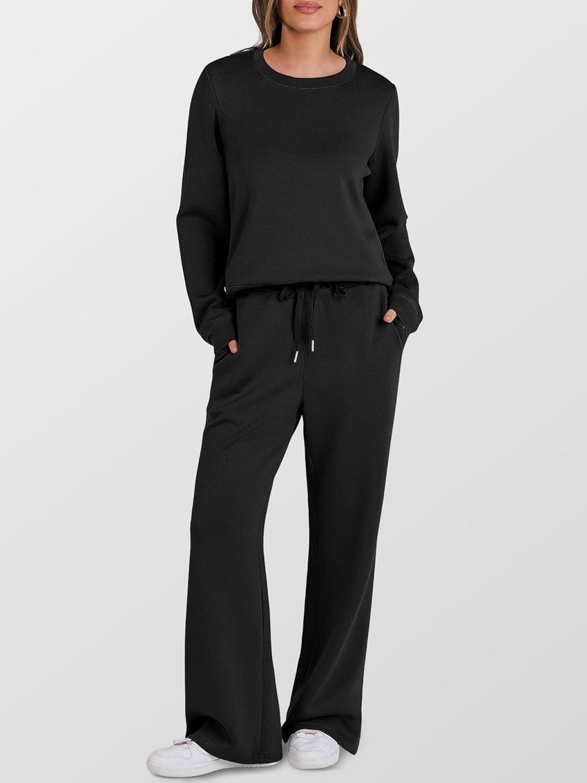 ANRABESS Women's 2 Piece Lounge Sets Casual Travel Outfits Wide Leg Tracksuit Sweatsuits Matching Set 2025 Fall Clothes