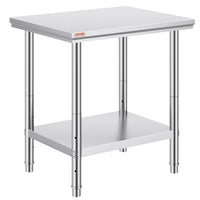 Vevor Mophorn Stainless Steel Work Table 36x24 Inch with 4 Wheels, Casters Heavy Duty Food Prep Worktable for Commercial Kitchen Restaurant, Silver