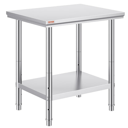 Vevor Mophorn Stainless Steel Work Table 36x24 Inch with 4 Wheels, Casters Heavy Duty Food Prep Worktable for Commercial Kitchen Restaurant, Silver