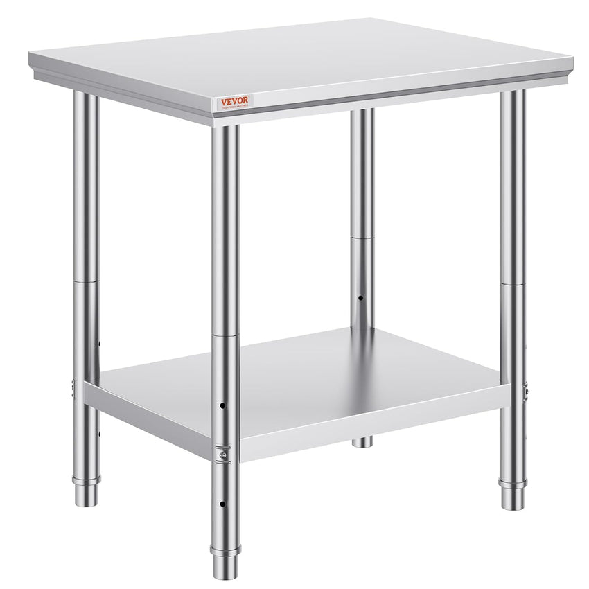 Vevor Mophorn Stainless Steel Work Table 36x24 Inch with 4 Wheels, Casters Heavy Duty Food Prep Worktable for Commercial Kitchen Restaurant, Silver