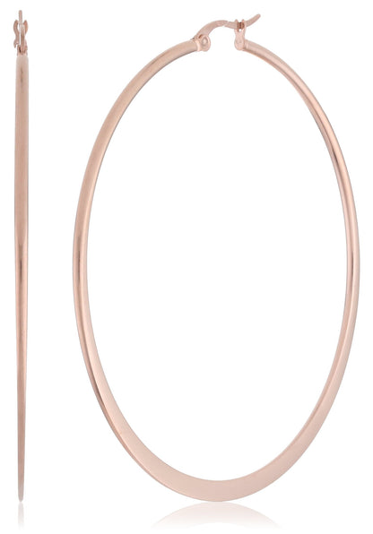 Amazon Essentials Gold Plated or Stainless Steel Flattened Hoop Earrings