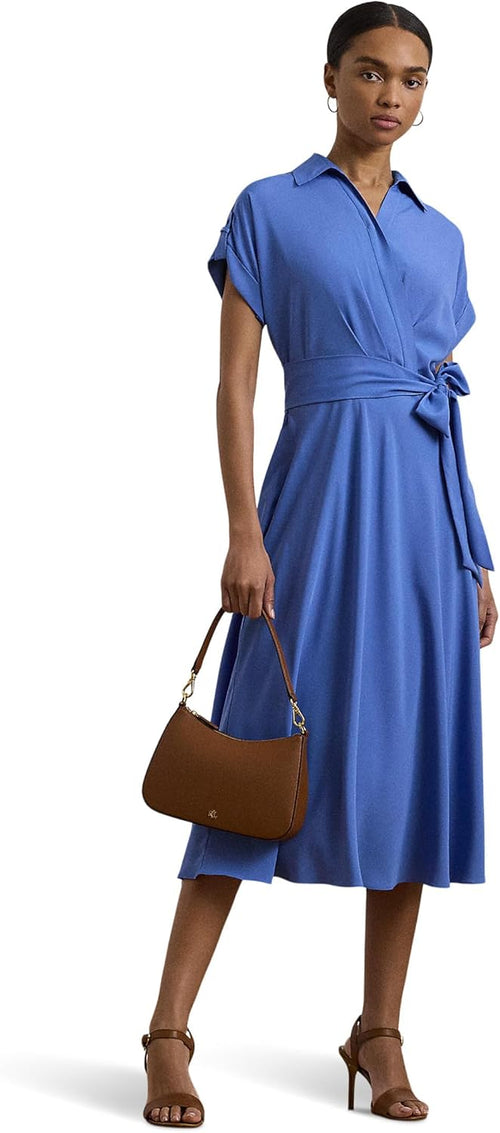 Lauren Ralph Lauren Womens Belted Crepe Dress