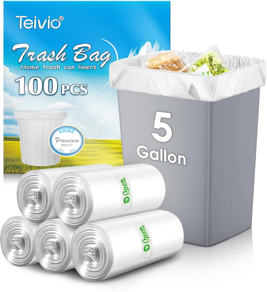 10 Gallon 200 Counts Extra Strong Trash Bags Tall Kitchen Garbage Bags by Teivio, 9 Gallon 10 Gallon,Bathroom Trash Can Bin Liners, Intended for Home,Plastic Bags for office kitchen Garden,Black