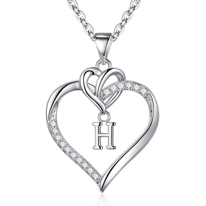 STORUP Heart Initial Necklaces for Women Girls, 14K-Gold-Plated Initial A-Z Heart Necklaces for Teen Girl Jewelry Birthday Gifts for Girls Women Her Wife Mom