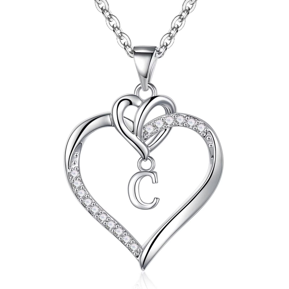 STORUP Heart Initial Necklaces for Women Girls, 14K-Gold-Plated Initial A-Z Heart Necklaces for Teen Girl Jewelry Birthday Gifts for Girls Women Her Wife Mom