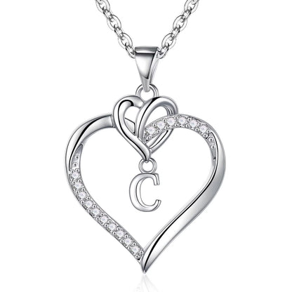 STORUP Heart Initial Necklaces for Women Girls, 14K-Gold-Plated Initial A-Z Heart Necklaces for Teen Girl Jewelry Birthday Gifts for Girls Women Her Wife Mom