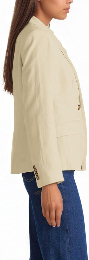 Mina Self 2025 Fall Women's Cropped Blazer - Full-Lined One Button Lightweight Business Casual Trendy Office Jackets Pockets