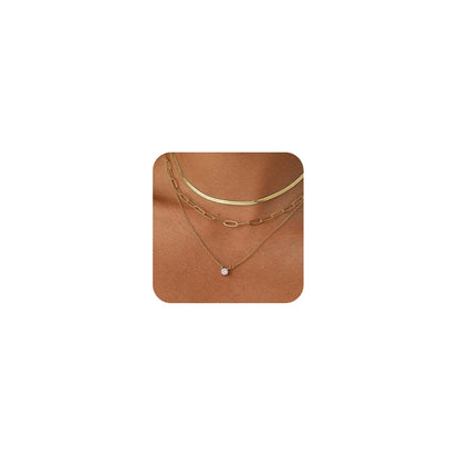 Coshilta Layered Gold Necklaces for Women, 14K Plated Gold Sterling Silver Plated Dainty Pendant Necklace Set with Cubic Zirconia,Stackable Chain Choker,Trendy Personalized Jewelry Gift Non Tarnish