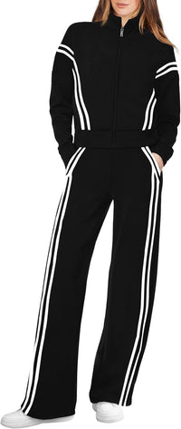 XIEERDUO Lounge Sets for Women 2025 Sweatsuit 2 Piece Outfits Sweatshirt Wide Leg Sweatpant Tracksuit Matching Set