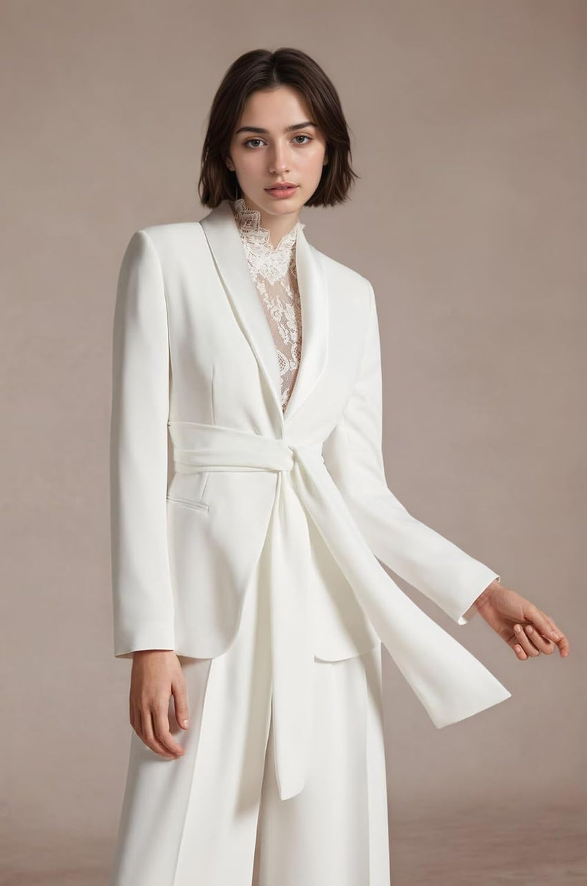 Pant Suits for Women Dressy Casual 2 Piece Womens Suit with Belt Elegant Womens Suits for Wedding Guest Prom