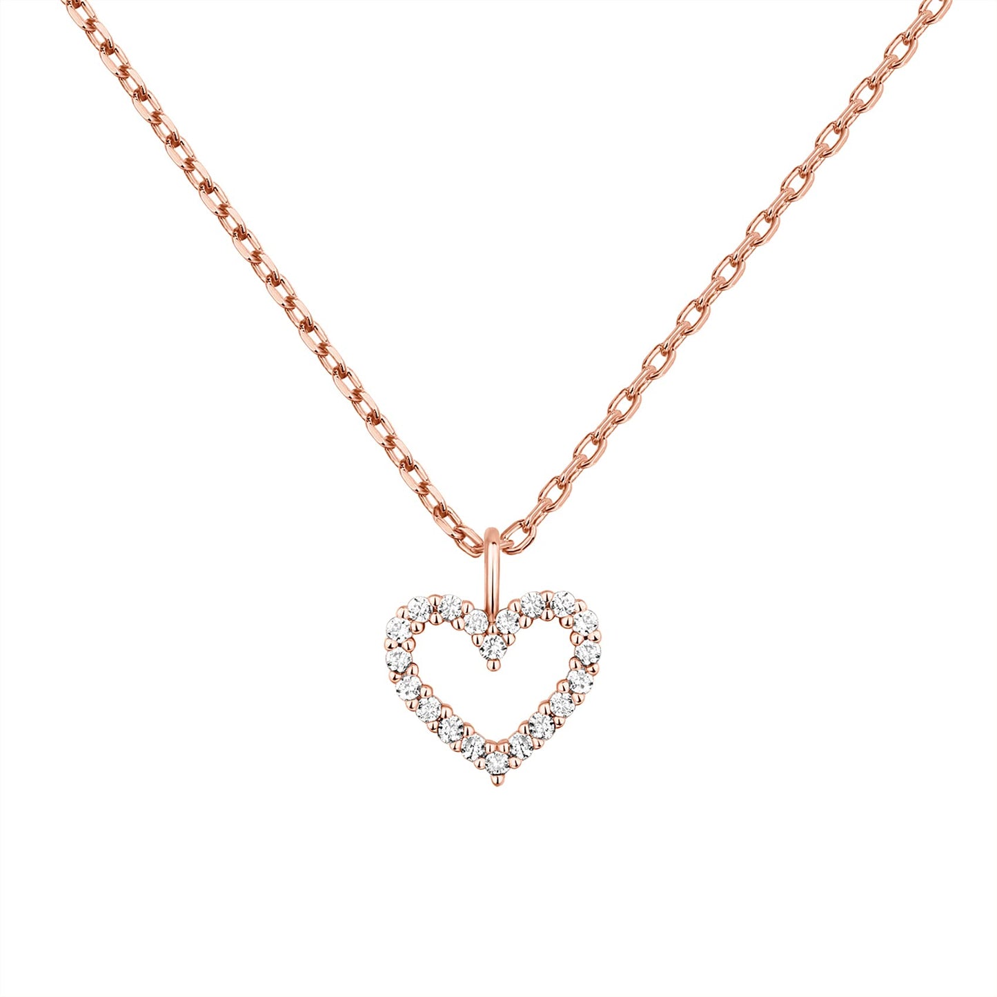 PAVOI 14K Gold Plated Cubic Zirconia Heart Necklace | Cute Dainty Love Pendant Necklaces for Women - Valentines Day Trendy Jewelry