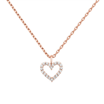 PAVOI 14K Gold Plated Cubic Zirconia Heart Necklace | Cute Dainty Love Pendant Necklaces for Women - Valentines Day Trendy Jewelry