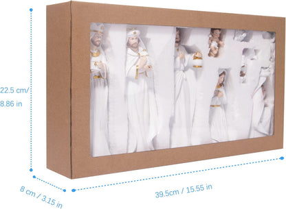Nativity Sets for Christmas Indoor, Hand-Painted Nativity Scene Indoor 7.5" Holiday Decoration, 9-Piece Set