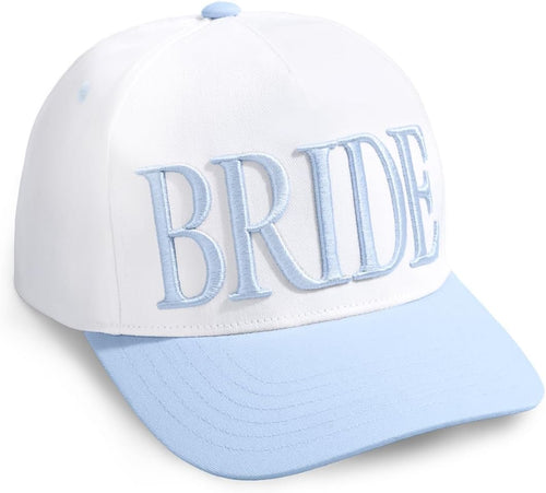 xo, Fetti White + Blue Bride Trucker Hat | Bachelorette Accessory, Bridal Headwear, Bach Party Decorations, Bridesmaid Gift, Wedding Cap
