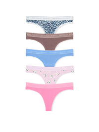 Victoria's Secret Women's Cotton Logo Thong Underwear, Panties for Women, Multi Pack (XS-XXL)
