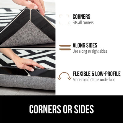 GORILLA GRIP Rug Gripper Pads Keep Area Rugs Corners from Curling, No Damage Reusable Double-Sided Stickers, Holds Down Carpet in Place on Hardwood Floors, Grips Tile Floor, Holiday Home Decor 8 Pcs