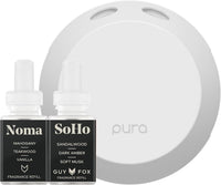 Pura Smart Home Fragrance Device Starter Set - Pura 4 - Scent Diffuser for Home - Includes Fragrance Aroma Diffuser - Square Box, Maui Mango and Signature Island Blend Scent Refills