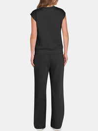 ANRABESS Two Piece Sets for Women Summer Sleeveless Sweatsuits Wide Leg Casual Lounge Set Matching Vacation Travel Outfits