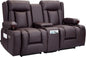 VEVOR Loveseat Recliner Sofa with Massage & Heat, Power Reclining Couch with Console, PU Leather Electric RV Sofa with USB & Outlet/Storage/Cup Holders/Pockets, Home Theater Seating for Living Room