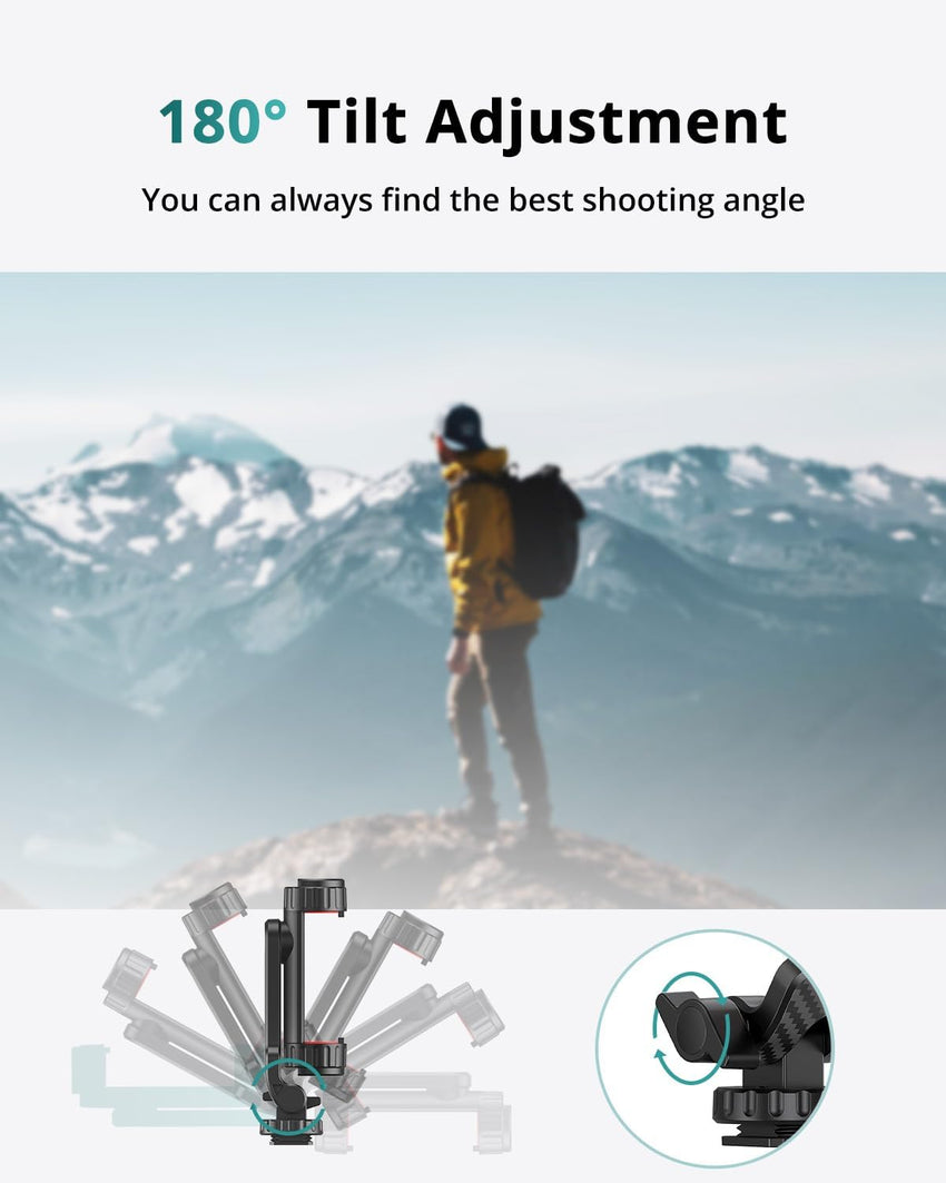 ATUMTEK Phone Tripod Mount, Universal Smartphone Mount Adapter with 2 Cold Shoe and 1/4" Standard Screw, 360° Rotates and 180° Tilts Adjustable Cell Phone Clamp Holder for Perfect Mobile Photography