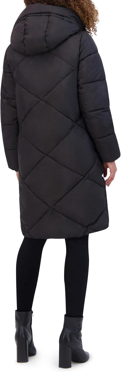 Andrew Marc womens Baisley Water Resistant High Low Relaxed Puffer