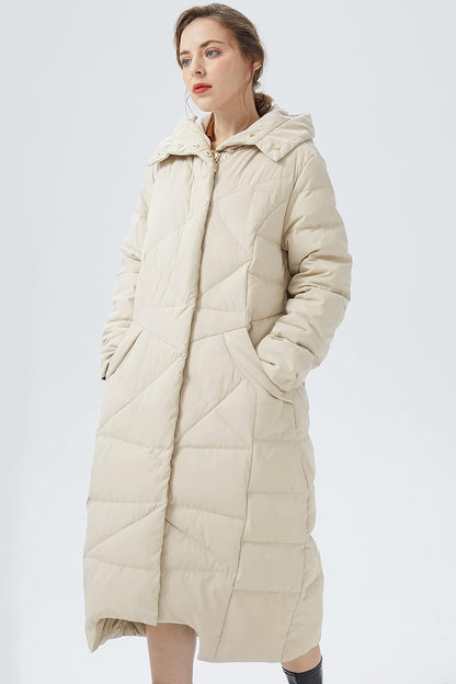 Orolay Women's Puffer Down Coat Winter Maxi Jacket with Hood
