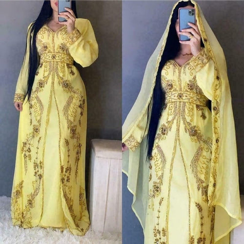 Abaya Dress for Women Muslim Dubai Sadui Moroccan Kaftan Fancy Abaya Cocktail Dress Women Kaftan Long Wedding Party Dress