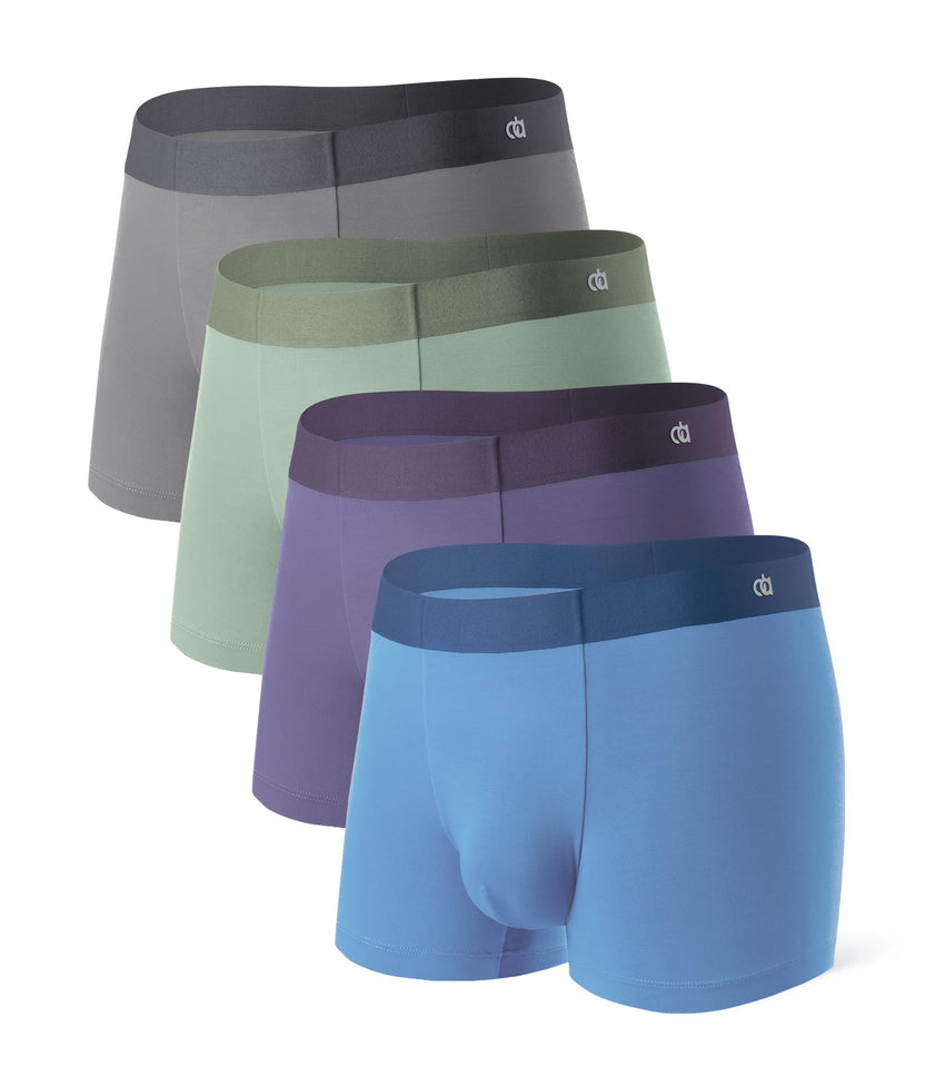 DAVID ARCHY Men's Underwear Trunks Modal Support Pouch Ultra Soft Breathable Seamless Underwear for Men 4 Pack