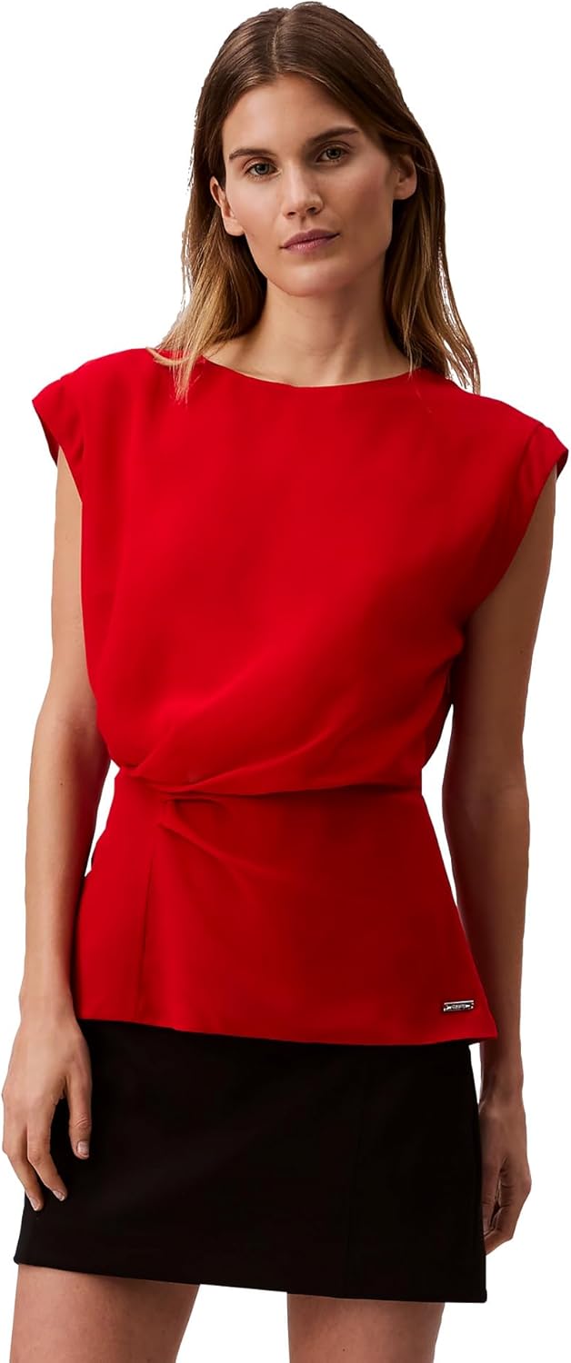 Calvin Klein Womens Chiffon Twist Front Blouse