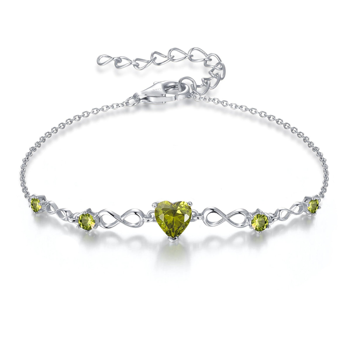 G&GEMSJEW Infinity Heart Birthstone Bracelets for Women, 925 Sterling Silver Women Charm Link Bracelet Adjustable, Birthday Anniversary Christmas Jewelry Gifts for Women Wife Mom Girlfriend Her