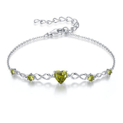 G&GEMSJEW Infinity Heart Birthstone Bracelets for Women, 925 Sterling Silver Women Charm Link Bracelet Adjustable, Birthday Anniversary Christmas Jewelry Gifts for Women Wife Mom Girlfriend Her