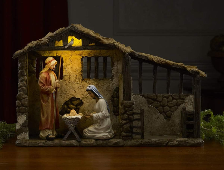 Christmas Nativity Lighted Stable for 14" Nativity Set