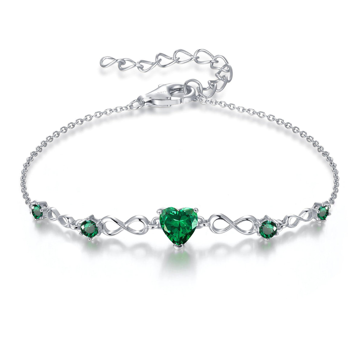 G&GEMSJEW Infinity Heart Birthstone Bracelets for Women, 925 Sterling Silver Women Charm Link Bracelet Adjustable, Birthday Anniversary Christmas Jewelry Gifts for Women Wife Mom Girlfriend Her