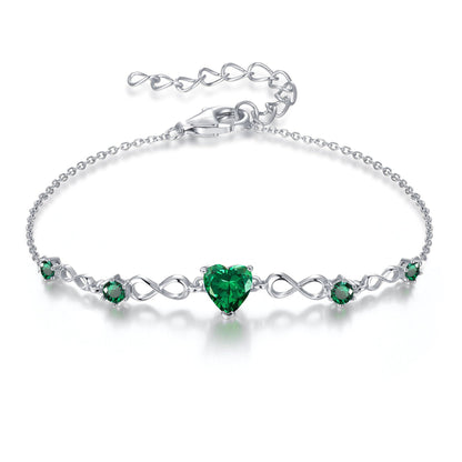 G&GEMSJEW Infinity Heart Birthstone Bracelets for Women, 925 Sterling Silver Women Charm Link Bracelet Adjustable, Birthday Anniversary Christmas Jewelry Gifts for Women Wife Mom Girlfriend Her