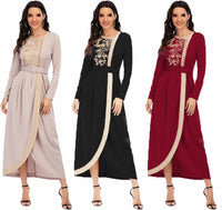 FPOVFPO Abaya Dress for Women - Muslim One-Piece Embroidery Islamic Full Length Kaftan Daily Casual Dress