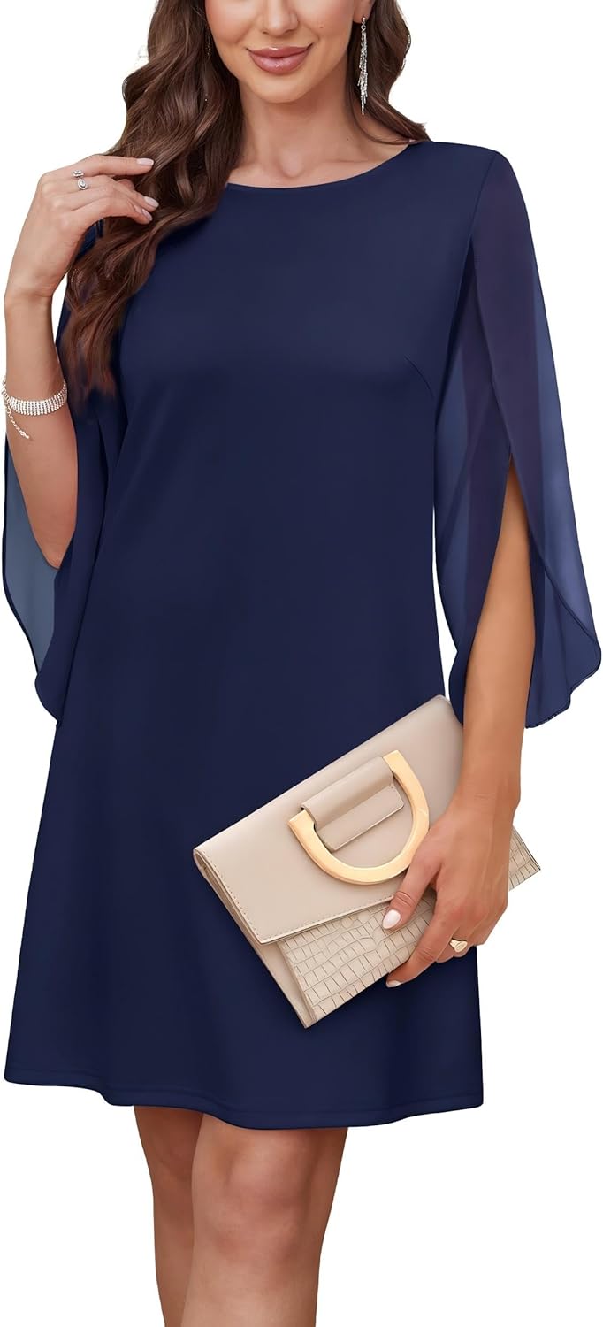 RUMIA Womens Cocktail Dresses Flutter Sleeve Wedding Guest Dresses for Women 2025 Trendy