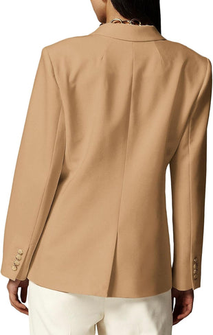 Mina Self Casual Blazer for Women 2025 Fall Double Breasted Full-Lined Long Sleeve Office Work Lightweight Elegant Pockets