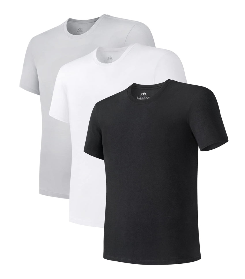 DAVID ARCHY Men's Undershirt Bamboo Rayon Moisture-Wicking Crewneck T-Shirts Stretch Tees for Men, 3 or 5 Pack