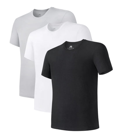 DAVID ARCHY Men's Undershirt Bamboo Rayon Moisture-Wicking Crewneck T-Shirts Stretch Tees for Men, 3 or 5 Pack